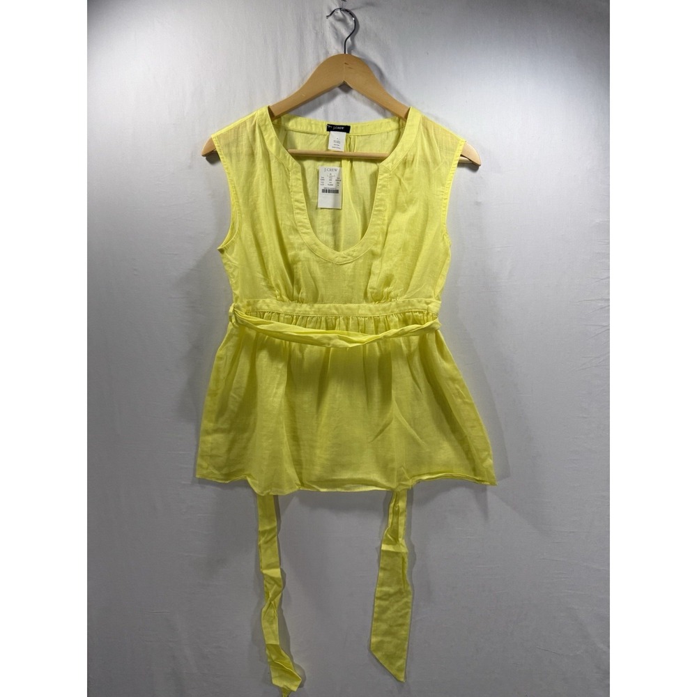 J.Crew Women's Belted Yellow Sheer Cotton Babydoll NWT 2008 Side Zip Classic